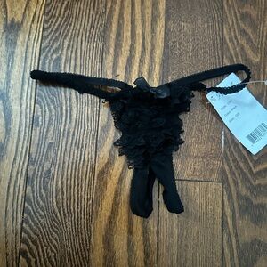 Black Lace Ruffle peekaboo Thong
